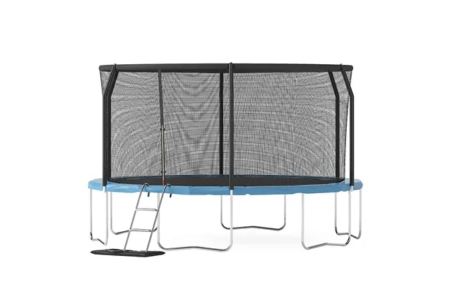 Air King Jump 12ft Trampoline With Safety Enclosure Free Ladder Floor Mat & Socks Black Blue product image