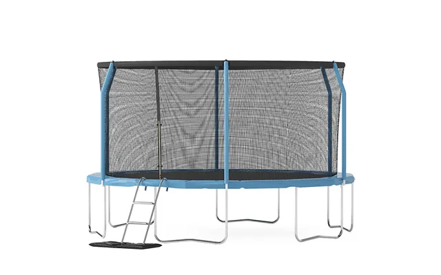 Air King Jump 12ft Trampoline With Safety Enclosure Free Ladder Floor Mat & Socks Blue Blue