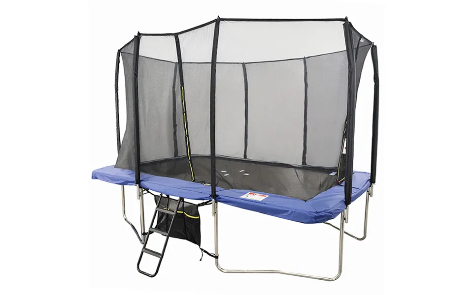 Air King Pro 8x12ft Rectangular Trampoline With Safety Enclosure Blue Free Ladder & Shoe Tidy