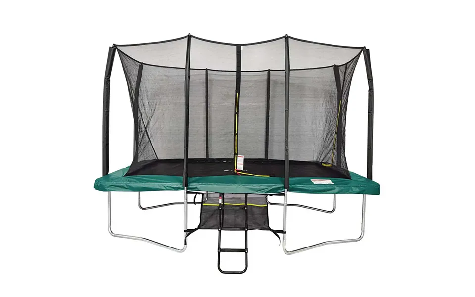 Air King Pro 8x12ft Rectangular Trampoline With Safety Enclosure Green Free Ladder & Shoe Tidy