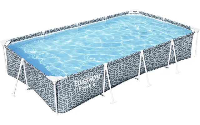 Bestway 12ft X 6.6ft X 26in Leaf Print Rectangle Steel Pro Above Ground Pool Set product image