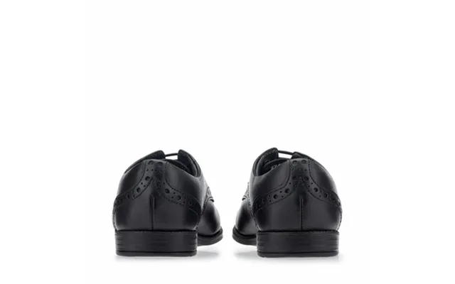 Brogue Snr - Vegan Black Synthetic Lace-up School Shoes