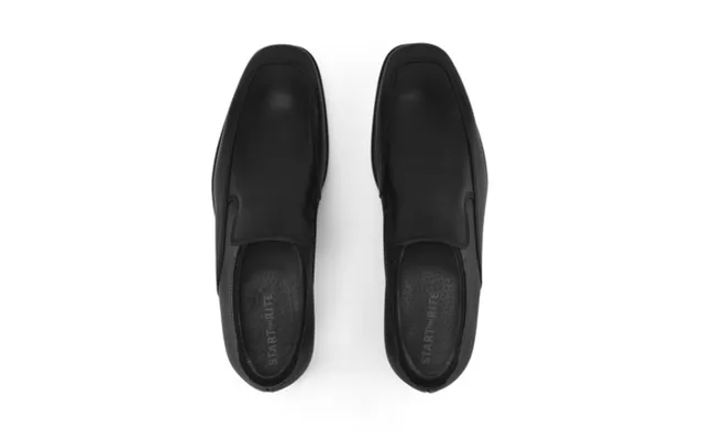 College - Black Leather Boys Primary Slip-on School Shoes