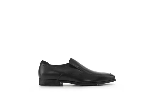 College - Black Leather Boys Slip-on School Shoes
