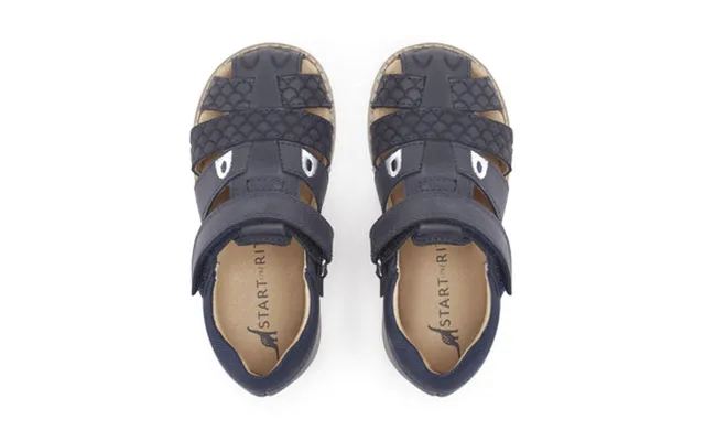 Dino Park - Navy Leather Rip-tape Sandals