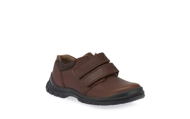 Engineer - Brown Leather Boys Rip-tape School Shoes