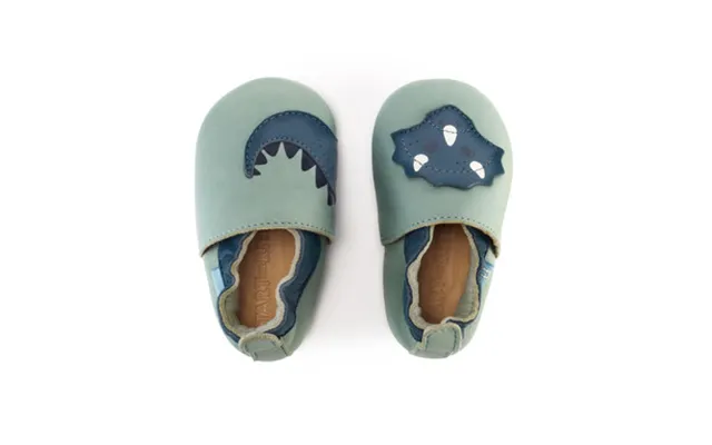 Fable - Dusty Sage Leather Dino Baby Pram Shoes product image