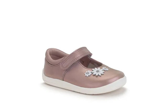 Fairy Tale - Pearlised Taupe Leather Girls Rip-tape First Walking Shoes product image