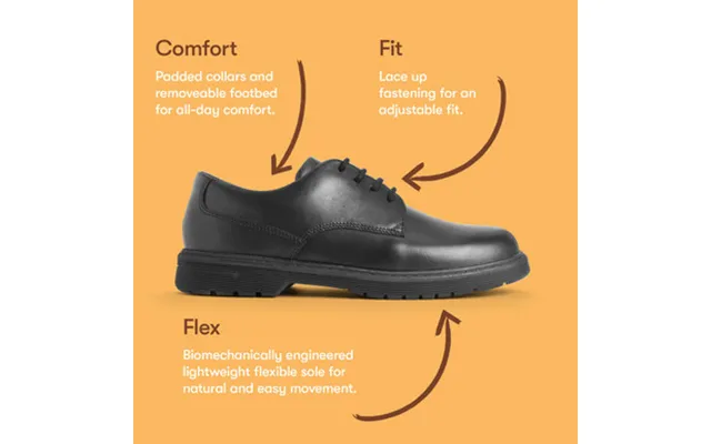 Glitch - Black Leather Boys Lace-up School Shoes