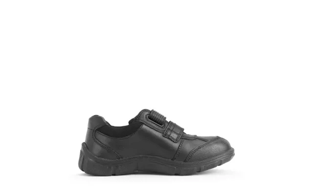 Luke - Black Leather Boys Rip-tape Casual School Shoes