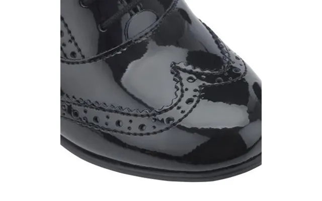 Matilda - Black Patent Girls Lace-up Closed School Shoes