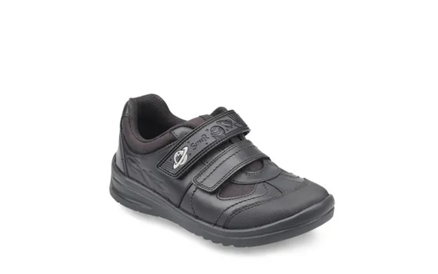 Rocket - Black Leather Boys Rip-tape School Shoes