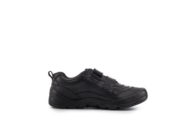 Trooper - Black Leather Boys Waterproof Rip-tape Rhino School Shoes