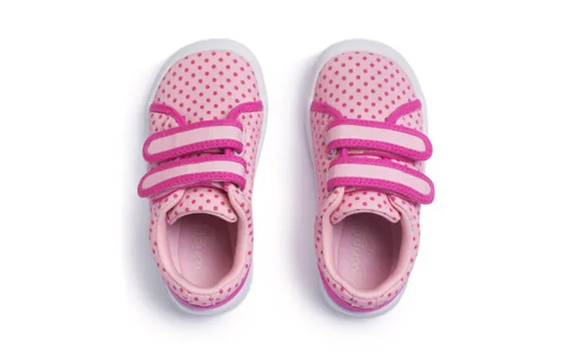 Wriggles - Double Bar Pink Polka Dot Girls Rip-tape First Walking Shoes