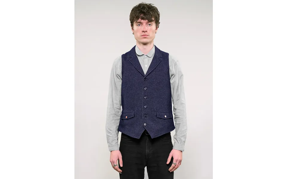 Immortal Hawthorn Navy Ecru Micro Dot Waistcoat