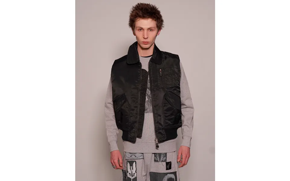 Light Weight Collared Bomber Gilet In Black