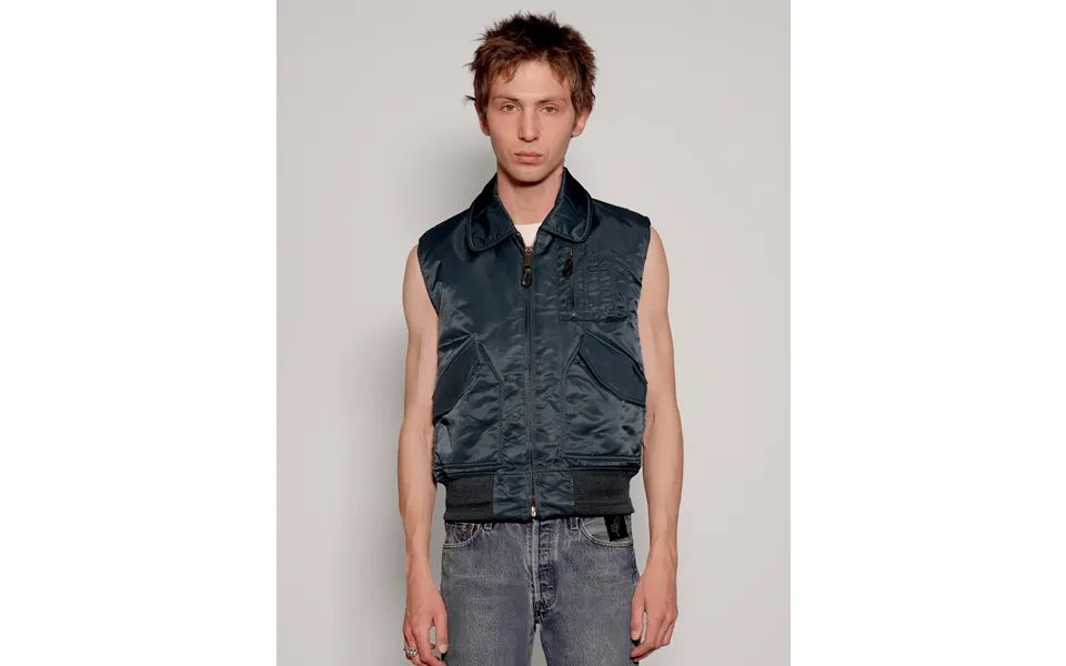 Light Weight Collared Bomber Gilet In Navy