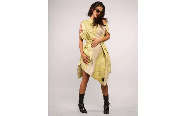 Pirate Dress Lemon Embroidered Natural Linen - Granny Takes A Trip Dead Stock Fabric