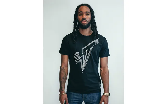 Silver St Lined Logo Tee In Black