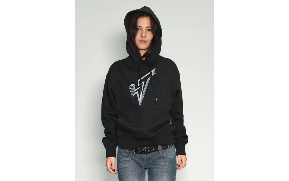 St Hoodie In Black With Silver Lined Logo