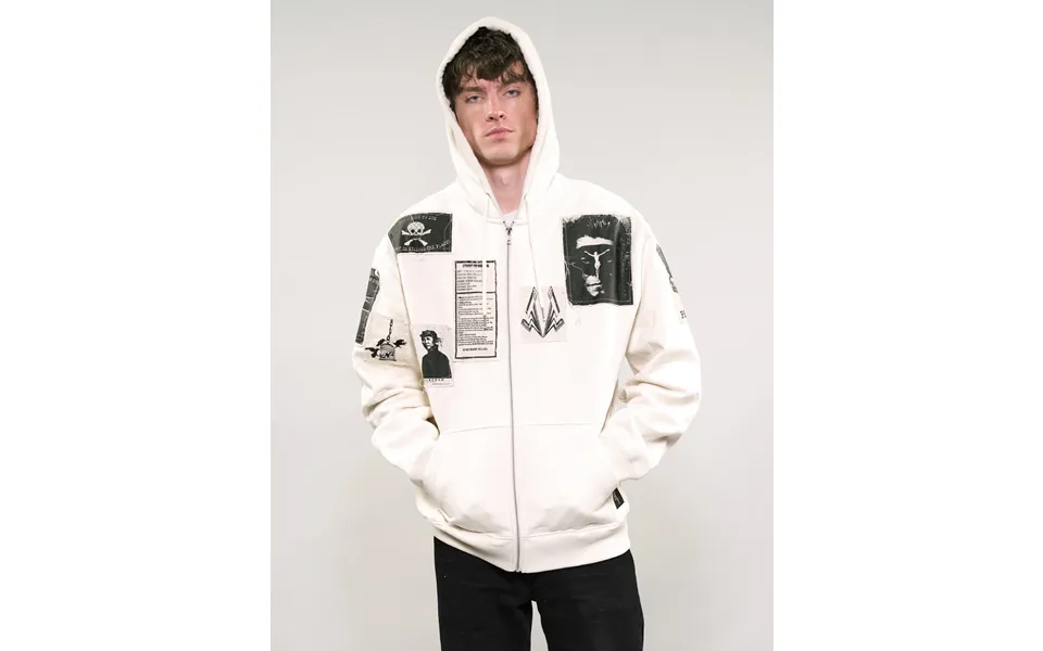 St Multipatch Zip Hoodie In Ecru