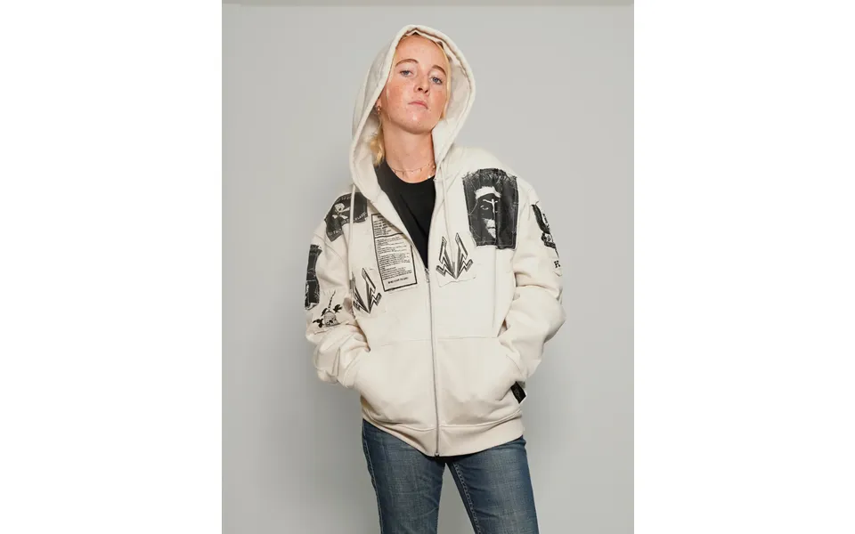 St Multipatch Zip Hoodie In Ecru