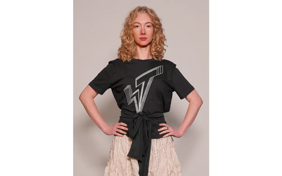 St Silver Logo Tie-tee In Black With Black Tie