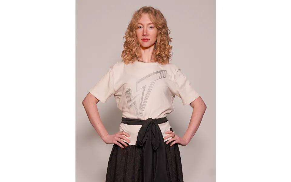 St Silver Logo Tie-tee In Ecru With Black Tie