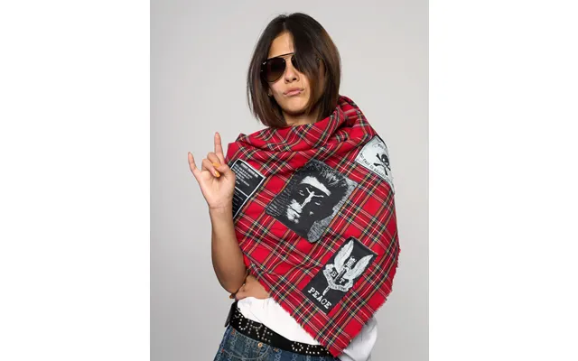 The Riot Patched Scarf In Red Tartan