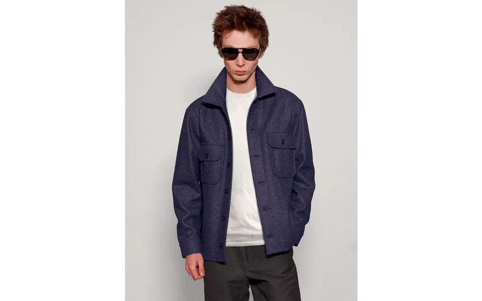 Wool Workshirt In Navy Blue