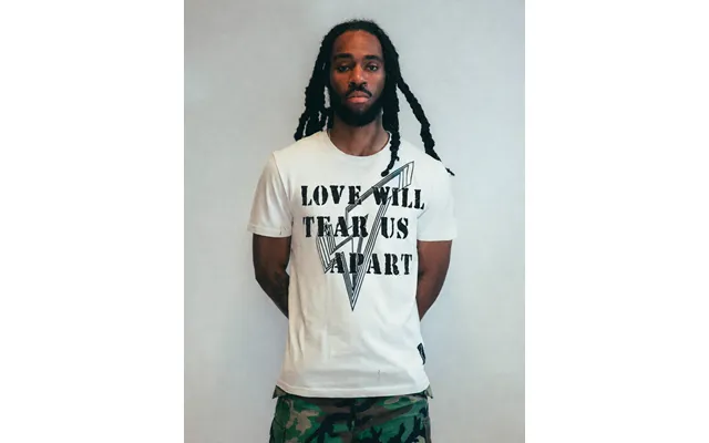 'love Will Tear Us Apart' Lined Logo T-shirt In Ecru