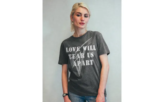 'love Will Tear Us Apart' Silver Lined Logo T-shirt In Grey