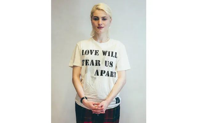 'love Will Tear Us Apart' Silver Logo T-shirt In Ecru