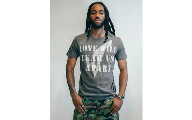 'love Will Tear Us Apart' Silver Logo T-shirt In Grey