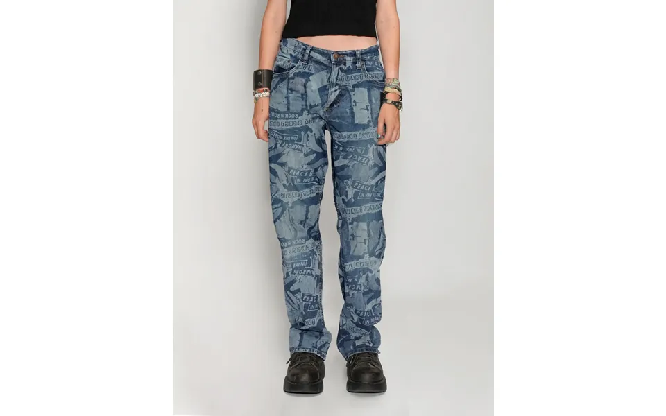 'peace' Laser Print Jeans In Blue