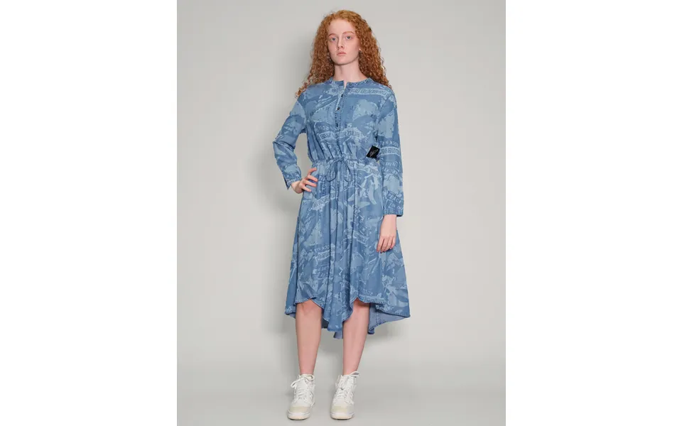 'peace' Laser Printed Light Blue Dress