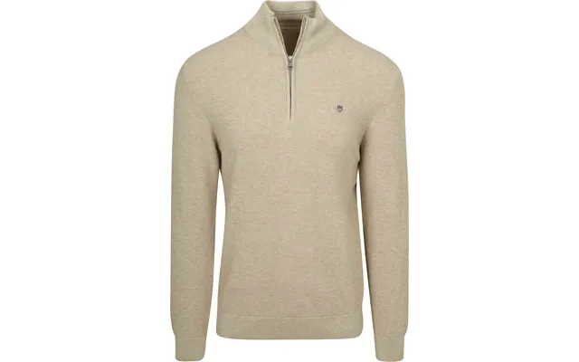 Gant Half Zip Pullover Micro Textured Beige Size L