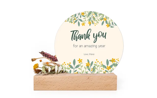 Smartphoto Wooden Block With Print - Dried Flowers And Rounded Forex Card
