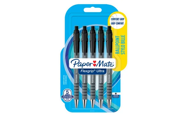 Paper Mate Flexgrip Black Ballpoint Pens 5 Pack