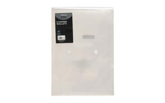 Whsmith Clear A4 Popper Wallets 5 Pack
