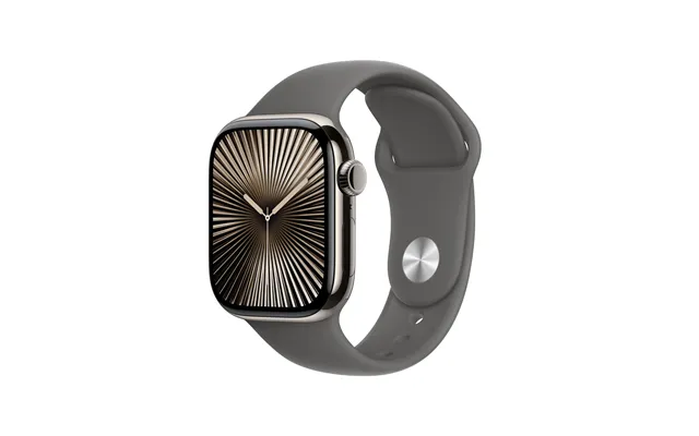 Apple Watch Series 10 Gps Cellular 42mm Natural Titanium Case With Stone Grey Sport Band - S M