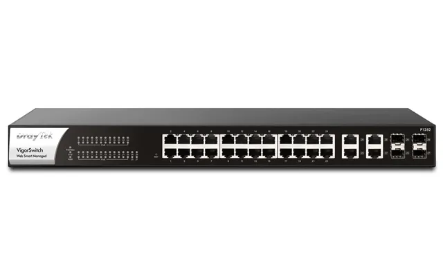 Draytek P1282 Managed Gigabit Ethernet 10 100 1000 Power Over Ethernet Poe 1u Black product image