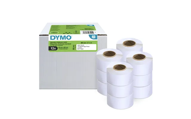 Dymo Authentic Labelwriter Address Labels 28mm X 89mm 12 Rolls Of 130 Easy-peel Labels 1,560 Count Self-adhesive For Lab