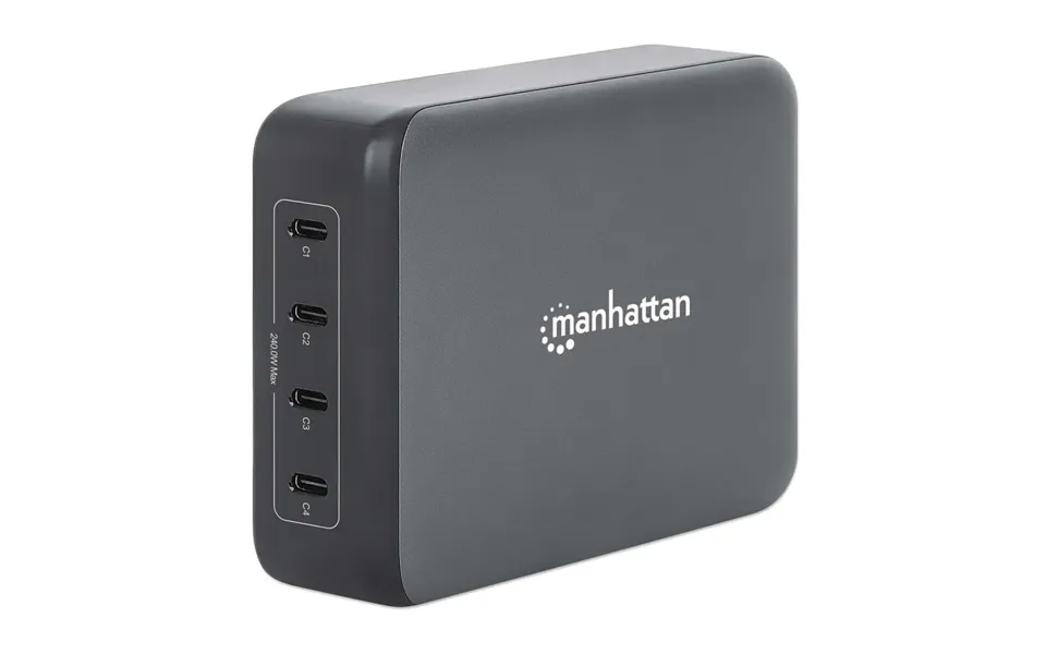 Manhattan Mains Usb-c Laptop Charging Station 4-port - Universal Charging For All Laptops Incl Power Hungry Gaming Machi