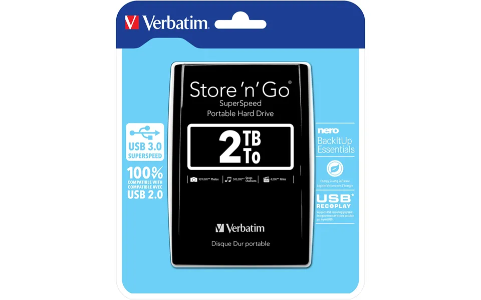 Verbatim Store 'n' Go Usb 3.0 Portable Hard Drive 2tb Black