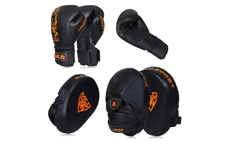 Mcd Combo Boxing Gloves And Pads For Pad Work Training Black 16oz