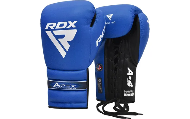 Rdx Apex A4 Lace Up Training Sparring Boxing Gloves Blue 12oz