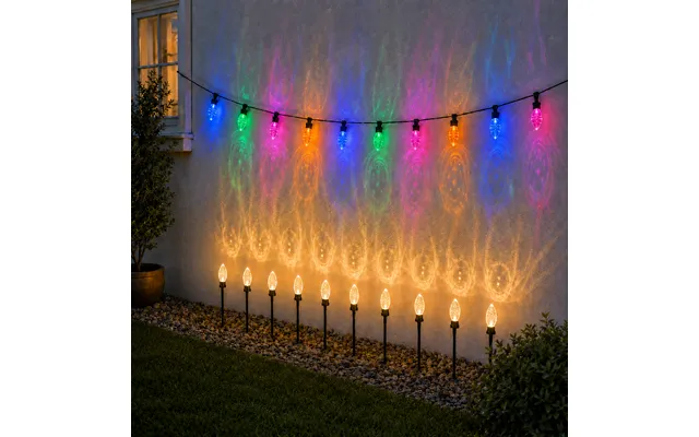 10 Colour Changing Bubble Cone Led Garden Stake & String Lights Dual Colour Multicolour & Warm White