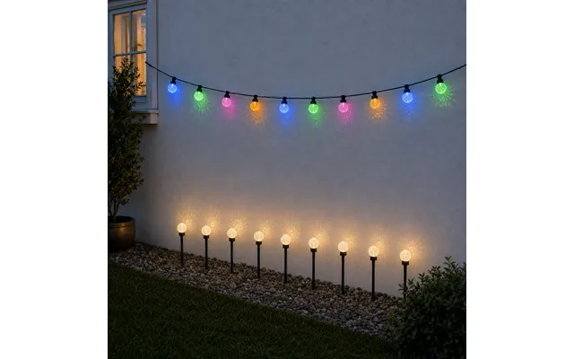 10 Colour Changing Diamond Ball String Or Stake Lights - Dual Colour Multicolour & Warm White