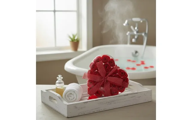 24 Red Rose Soap Flowers In Heart Box